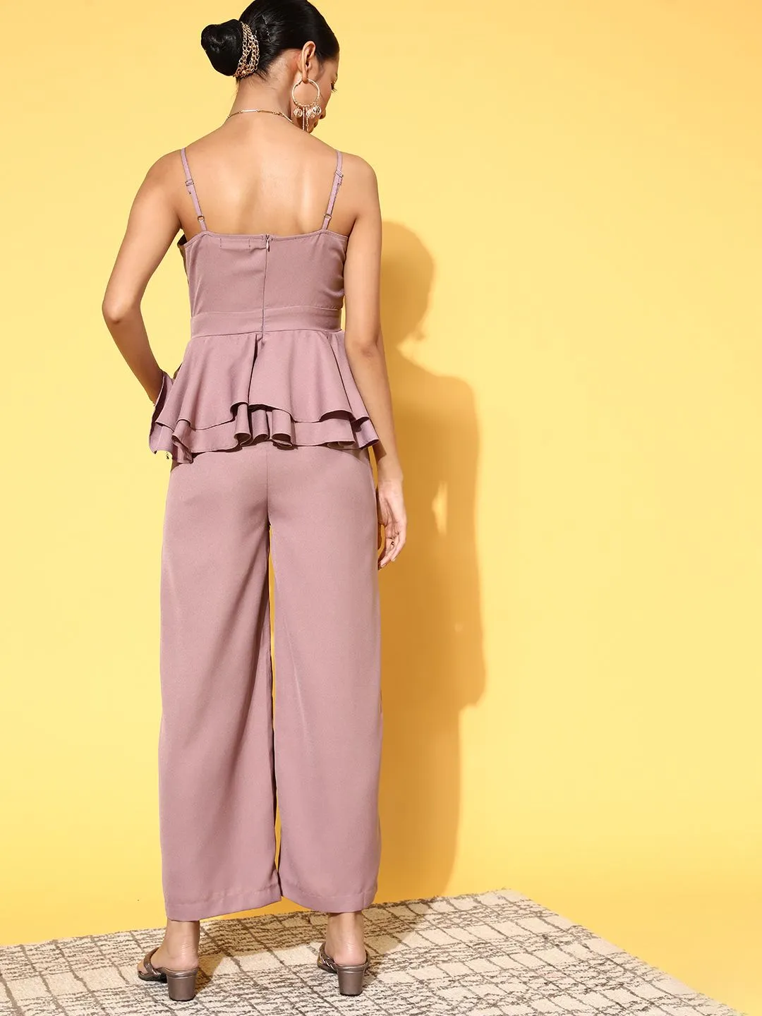 SASSAFRAS Women Elegant Lavender Solid Joyful Jumpsuit