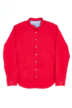 Scarti Lab Band Collar Shirt 304-SG514 Garbadine Bright Red