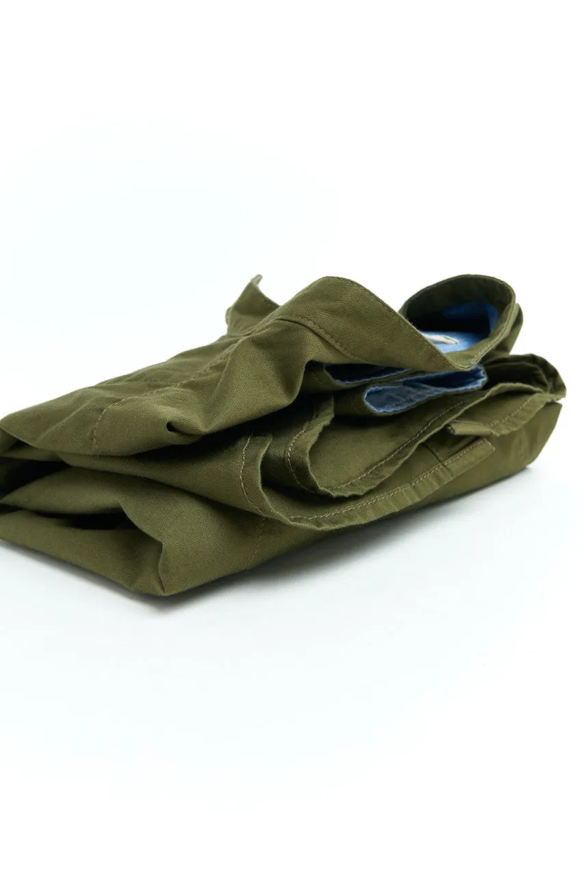 Scarti Lab Band Collar Shirt 304-SG514 Garbadine Military Green