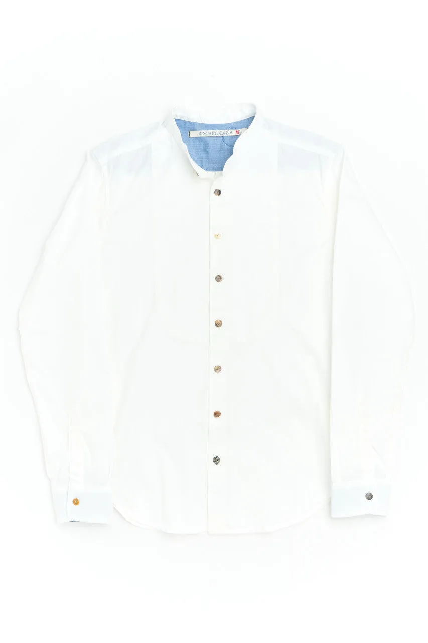 Scarti Lab Band Collar Shirt 304-SG514 Garbadine Snow White