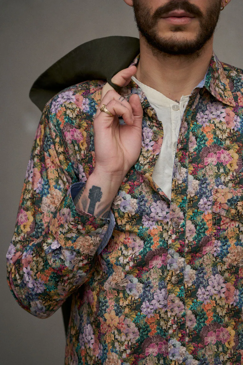 Scarti Lab Point Collar Shirt 312-SL502 Flower Power Blue