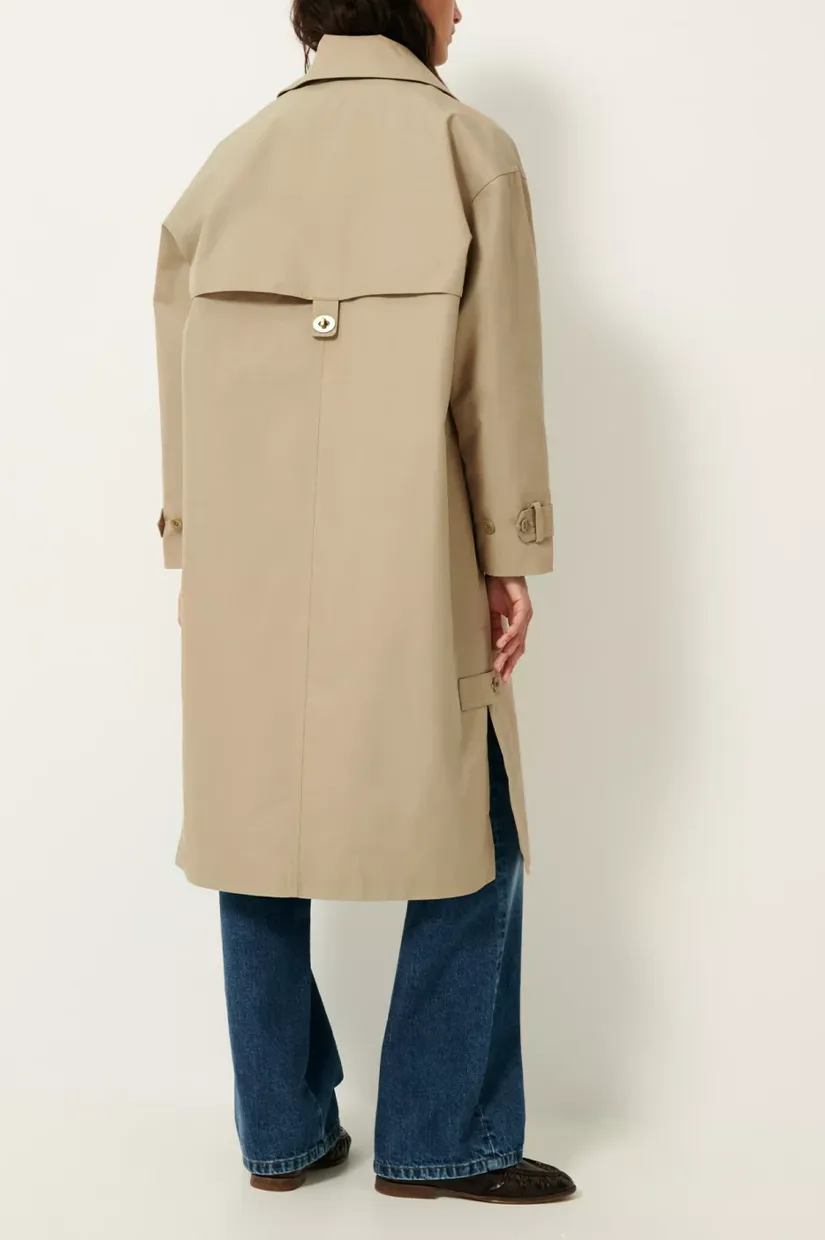 Sessun Trenchliss Long Trench Coat - Riverstone
