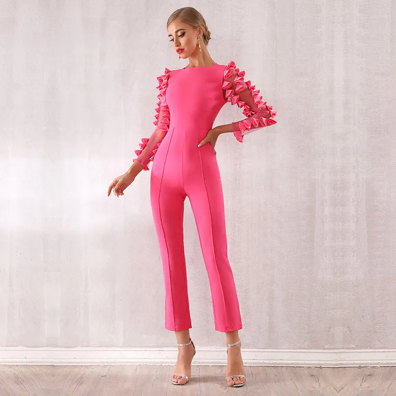 Sexy Bodycon Jumpsuit Women Long Sleeve Skinny Rompers  Jumpsuit Summer Party Playsuit