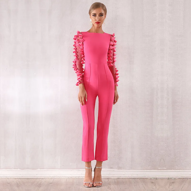 Sexy Bodycon Jumpsuit Women Long Sleeve Skinny Rompers  Jumpsuit Summer Party Playsuit