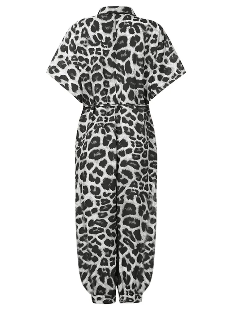 Sexy Leopard Print Retro Jumpsuits Cargo Pants