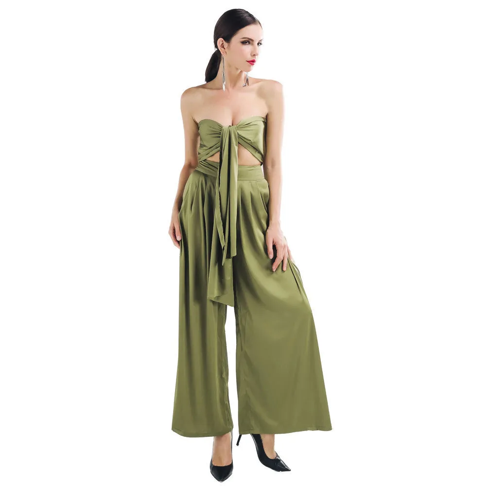 Sexy sleeveless BRA halter two-pcs jumpsuits FT4211