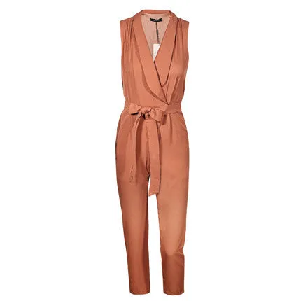 Sexy v-neck tie sleeveless office lady rompers spring fashion long jumpsuits