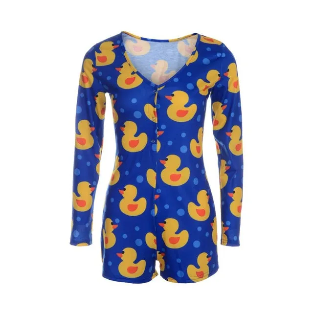Sexy Women Bodysuit Long Sleeve Deep V Neck Bodycon Stretch Leotard Crop Top Button Short Romper Pajamas Women Jumpsuit Overalls