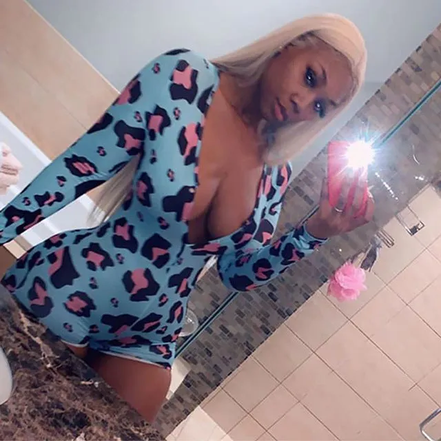 Sexy Women Bodysuit Long Sleeve Deep V Neck Bodycon Stretch Leotard Crop Top Button Short Romper Pajamas Women Jumpsuit Overalls