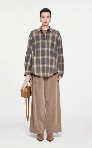 Shirt / JNBY Butterfly Pattern Plaid Shirt