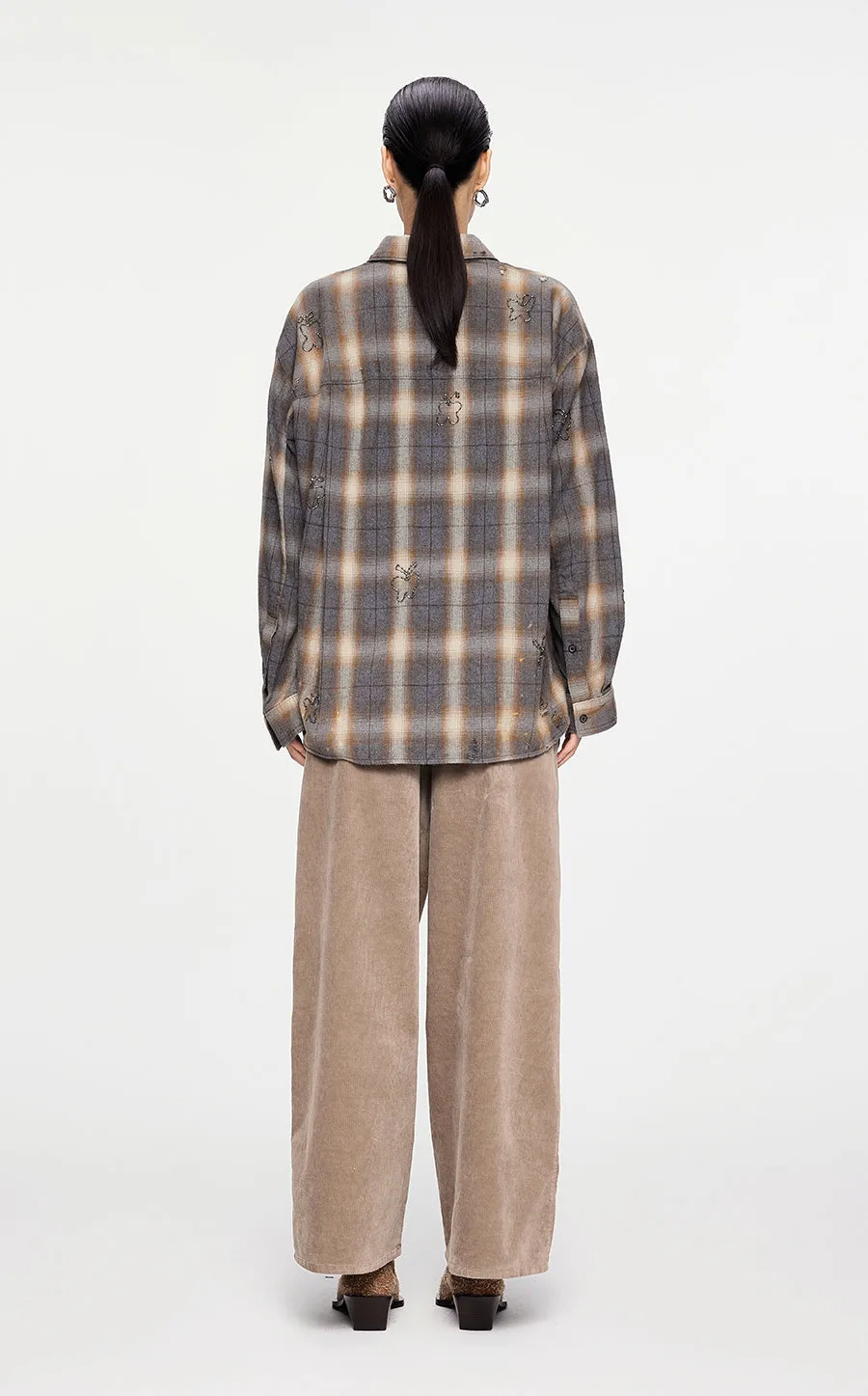 Shirt / JNBY Butterfly Pattern Plaid Shirt