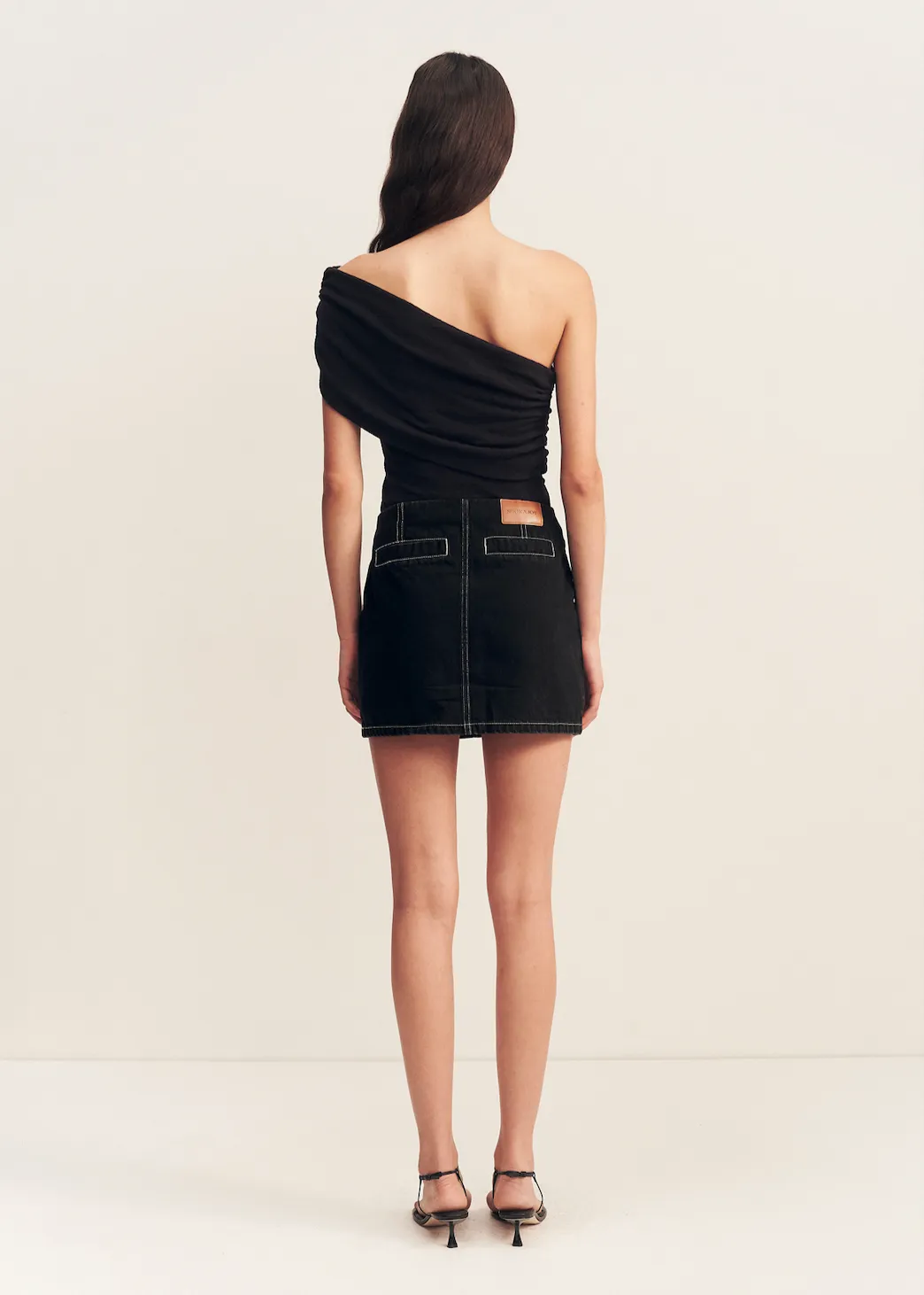 SHONA JOY Mercer Patch Pocket Denim Skirt - Black