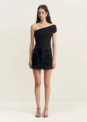 SHONA JOY Mercer Patch Pocket Denim Skirt - Black