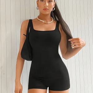 Simple Casual Romper Jumpsuit, Sleeveless Romper Jumpsuits