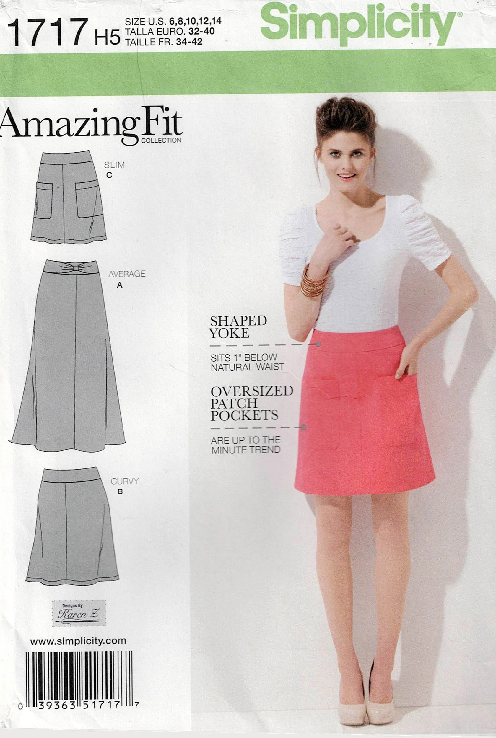 Simplicity 1717 Womens AMAZING FIT A Line Skirts Out Of Print Sewing Pattern Size 6 - 14 UNCUT Factory Folded