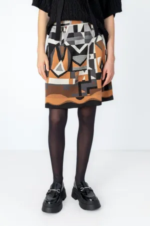 Skirt Abstract Pattern Beige - White Coffee