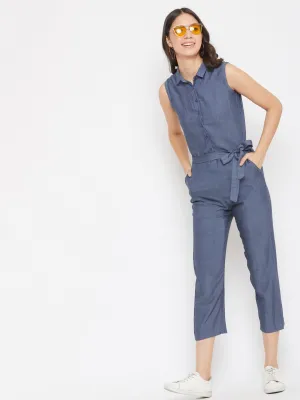 Sleeveless Denim Jumpsuit
