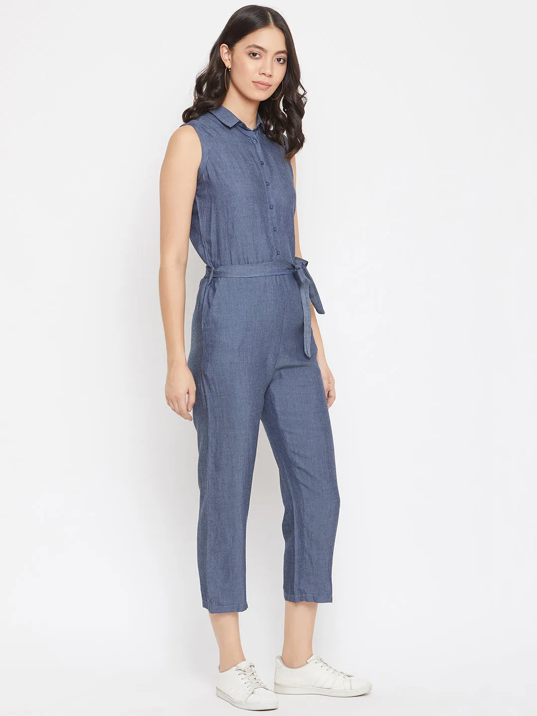 Sleeveless Denim Jumpsuit