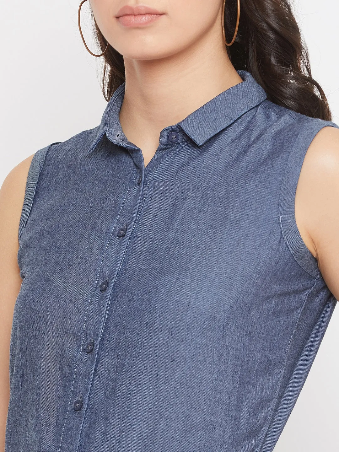 Sleeveless Denim Jumpsuit
