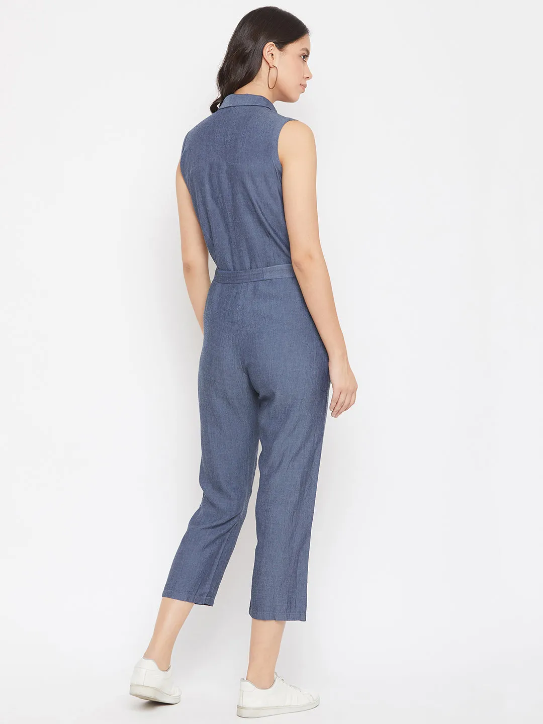Sleeveless Denim Jumpsuit