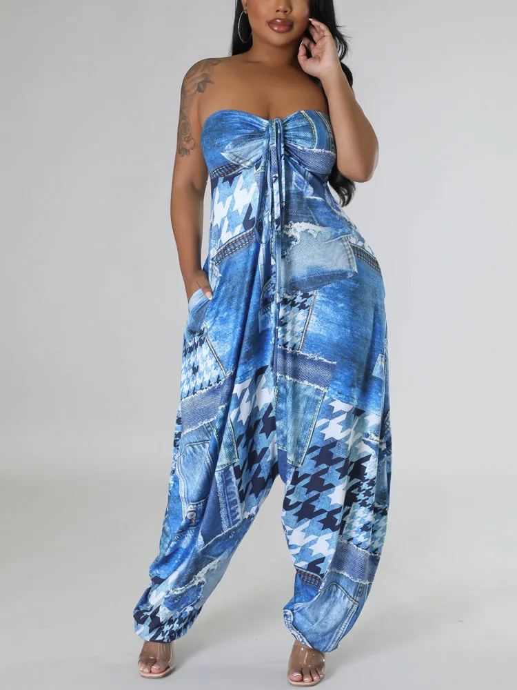 Sleeveless Printed Roomy Jumpsuit