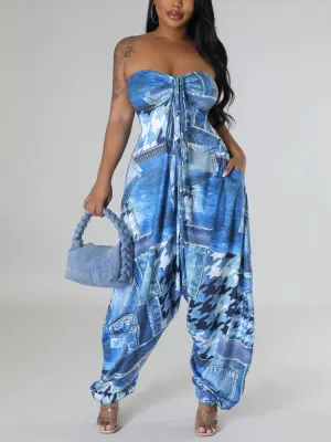 Sleeveless Printed Roomy Jumpsuit