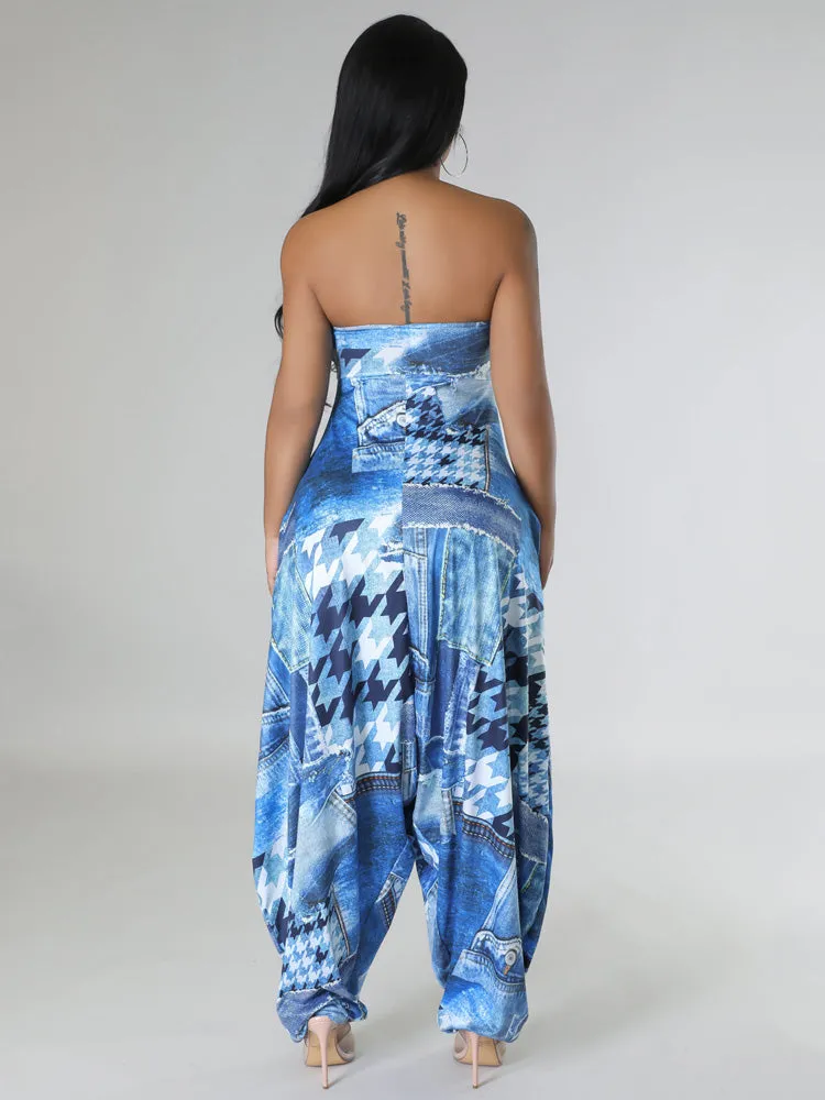 Sleeveless Printed Roomy Jumpsuit