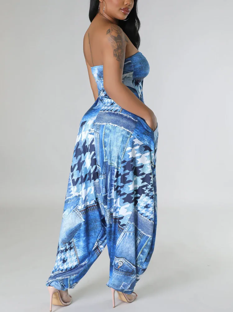 Sleeveless Printed Roomy Jumpsuit
