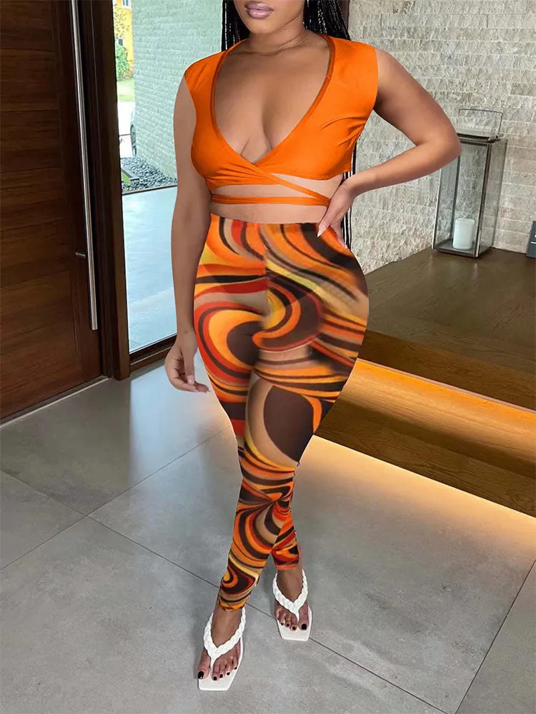 Sleeveless Top Skinny Pants Set