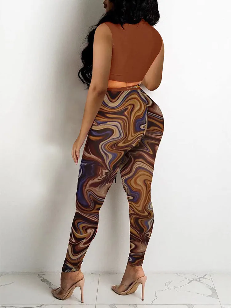 Sleeveless Top Skinny Pants Set