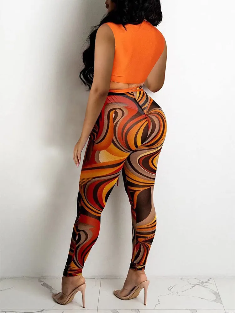 Sleeveless Top Skinny Pants Set