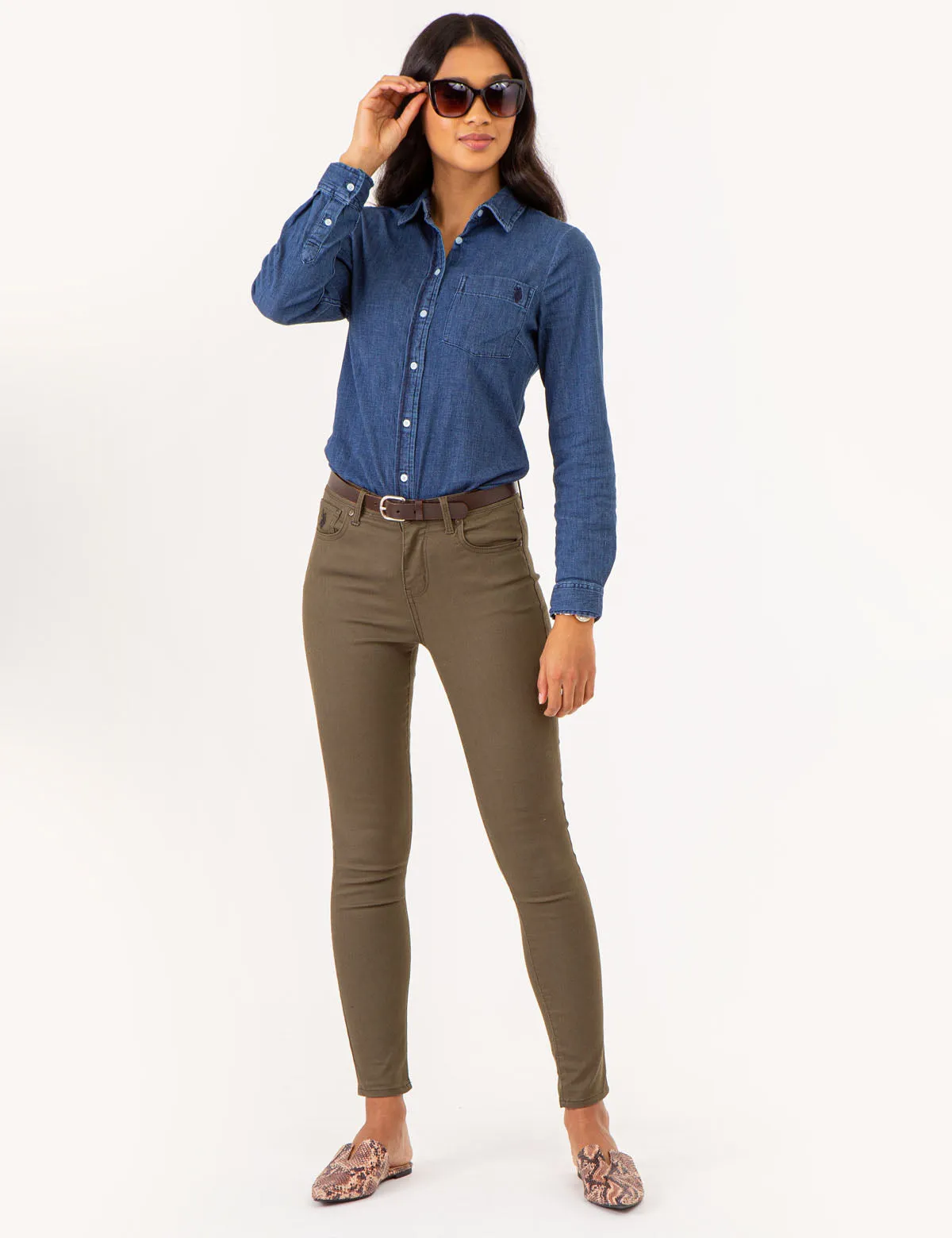 SOLID CHAMBRAY WOVEN SHIRT