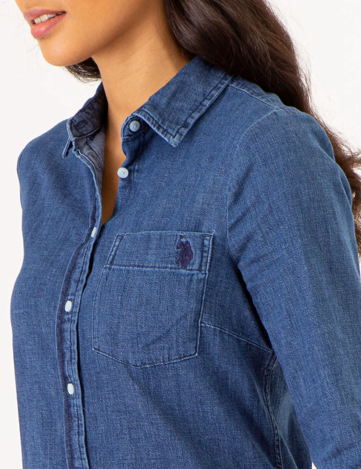 SOLID CHAMBRAY WOVEN SHIRT