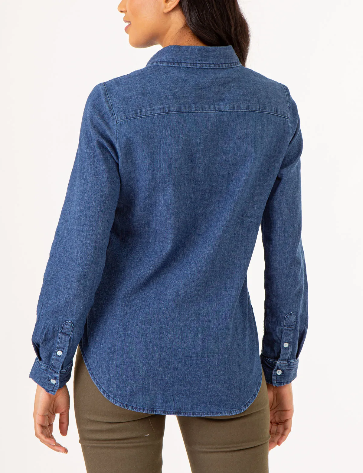 SOLID CHAMBRAY WOVEN SHIRT