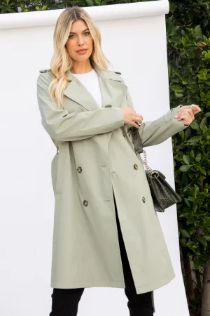 Solid Sage Trench Coat