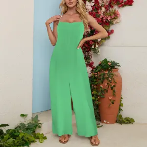 Spaghetti Straps Pocket Wide Leg Jumpsuit