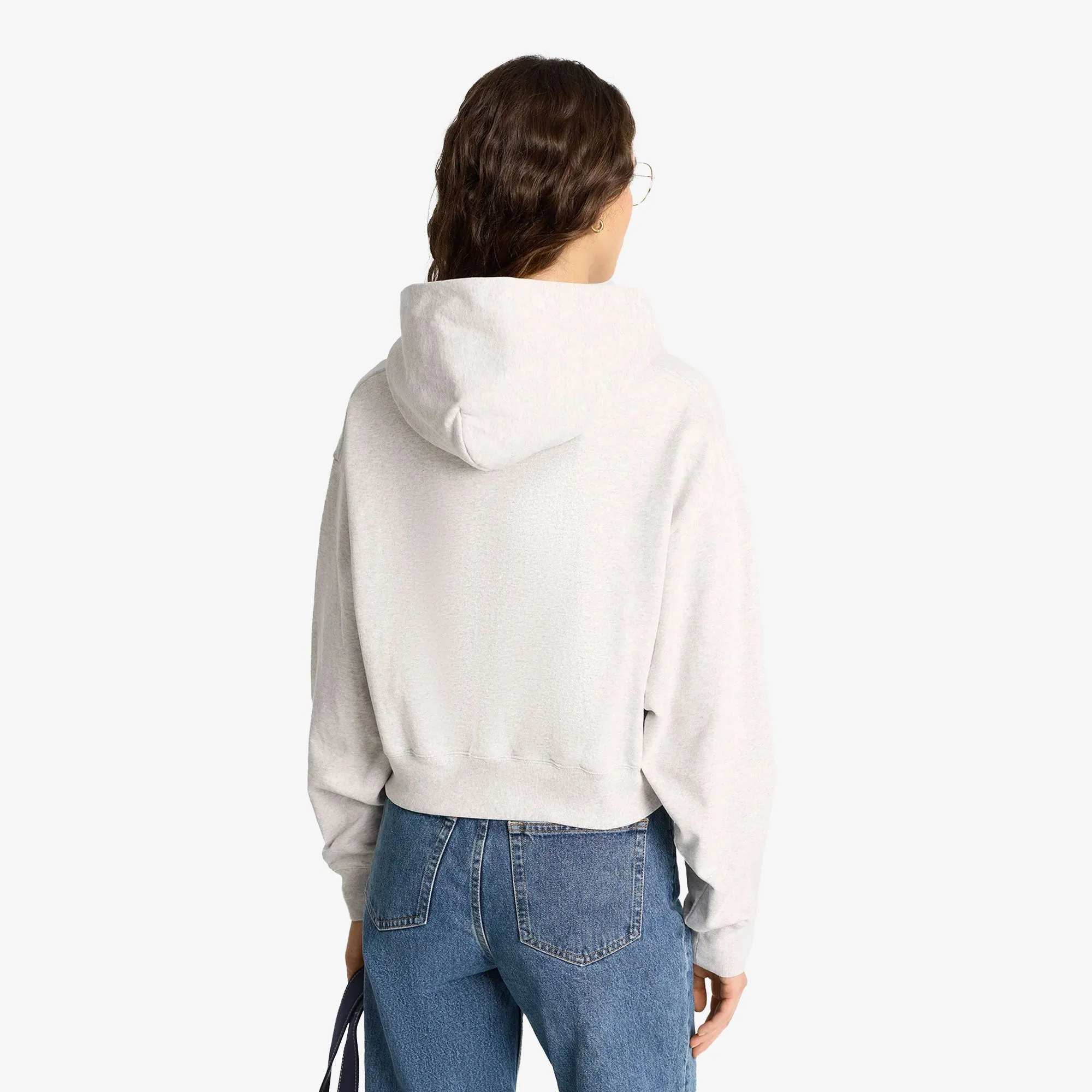 SPORTY & RICH | NY CREST CROPPED HOODIE { GRAY/GOLD