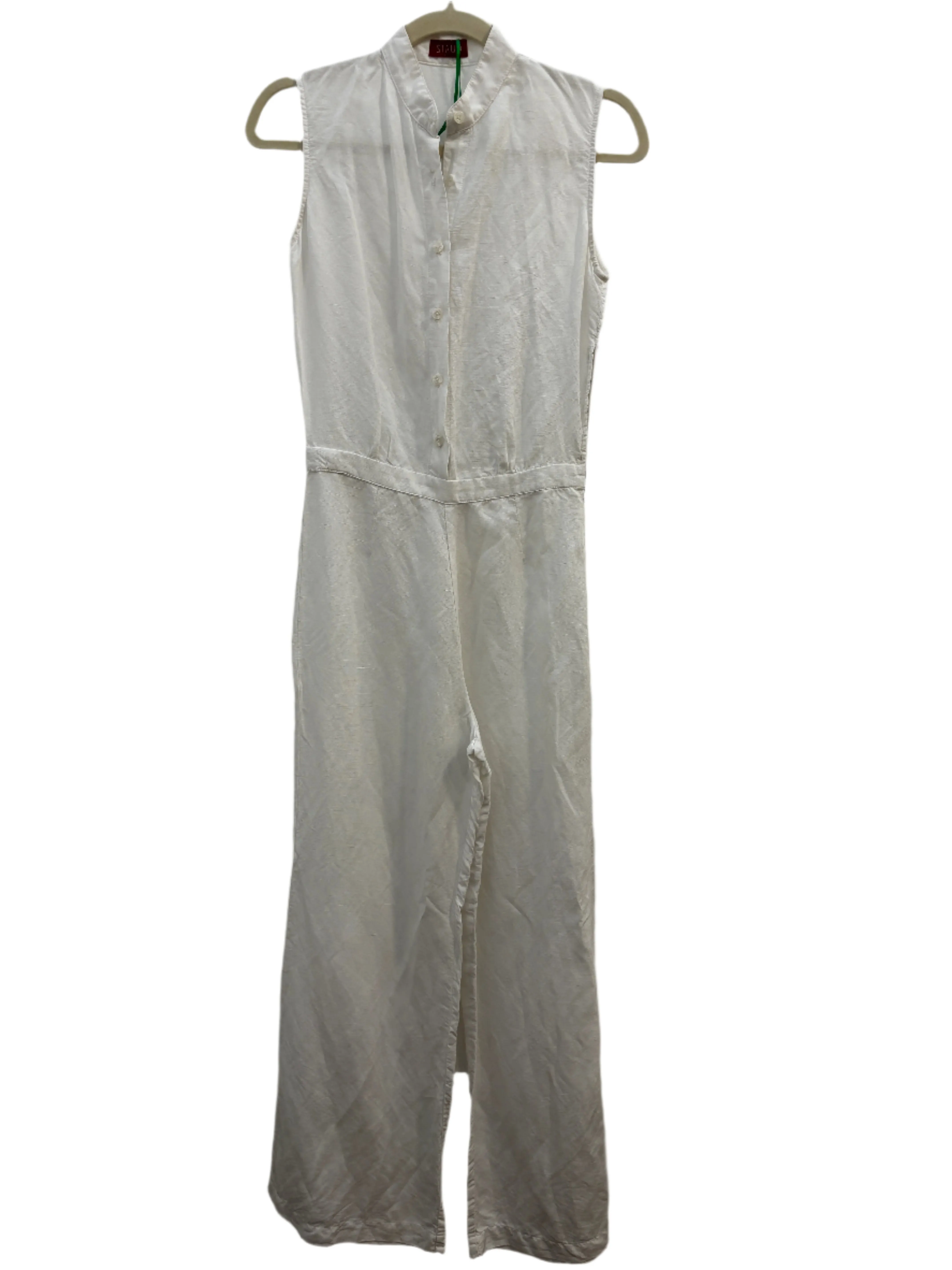 Staud Sleeveless White Cotton Jumpsuit, XS