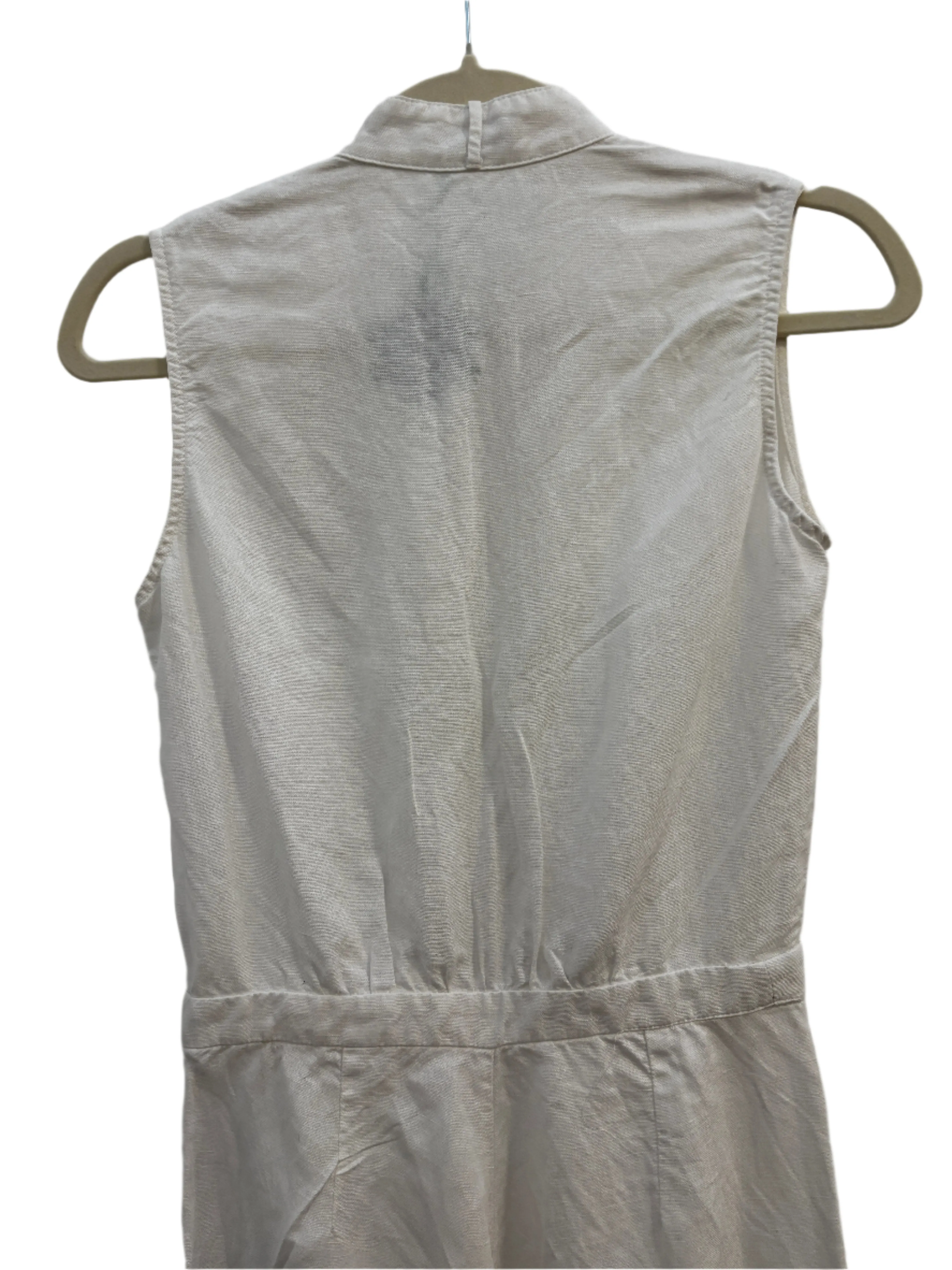 Staud Sleeveless White Cotton Jumpsuit, XS