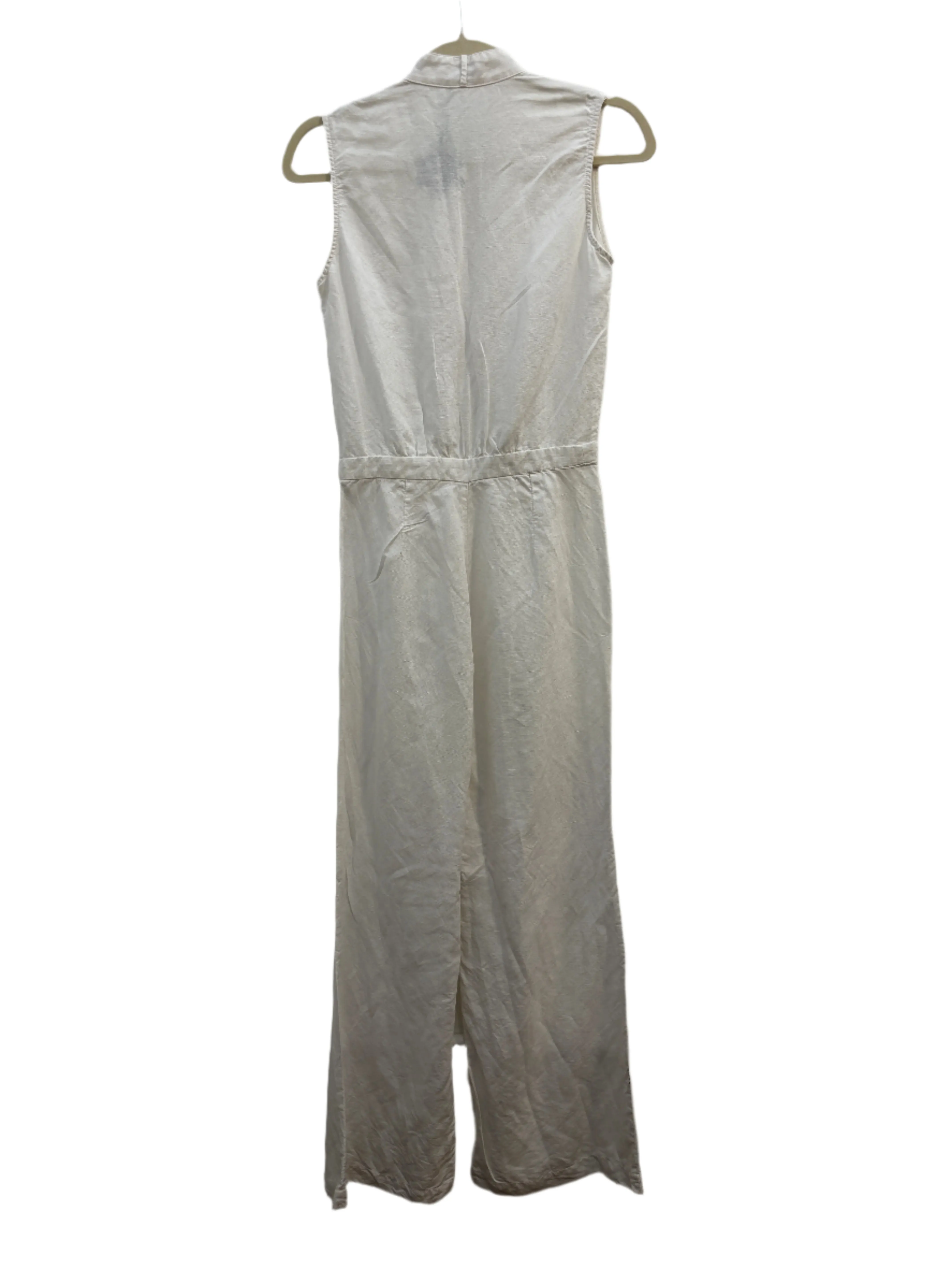 Staud Sleeveless White Cotton Jumpsuit, XS