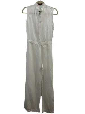 Staud Sleeveless White Cotton Jumpsuit, XS