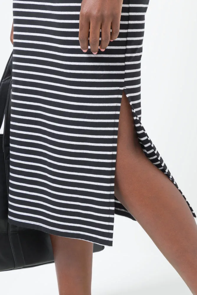 Stripe Bodycon Dress Black And White
