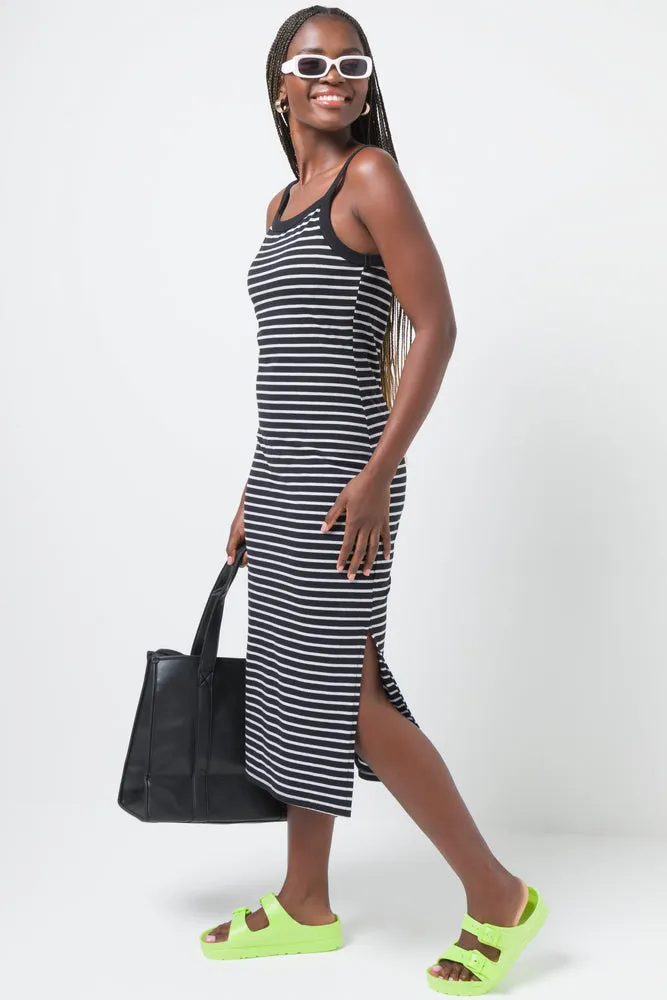 Stripe Bodycon Dress Black And White