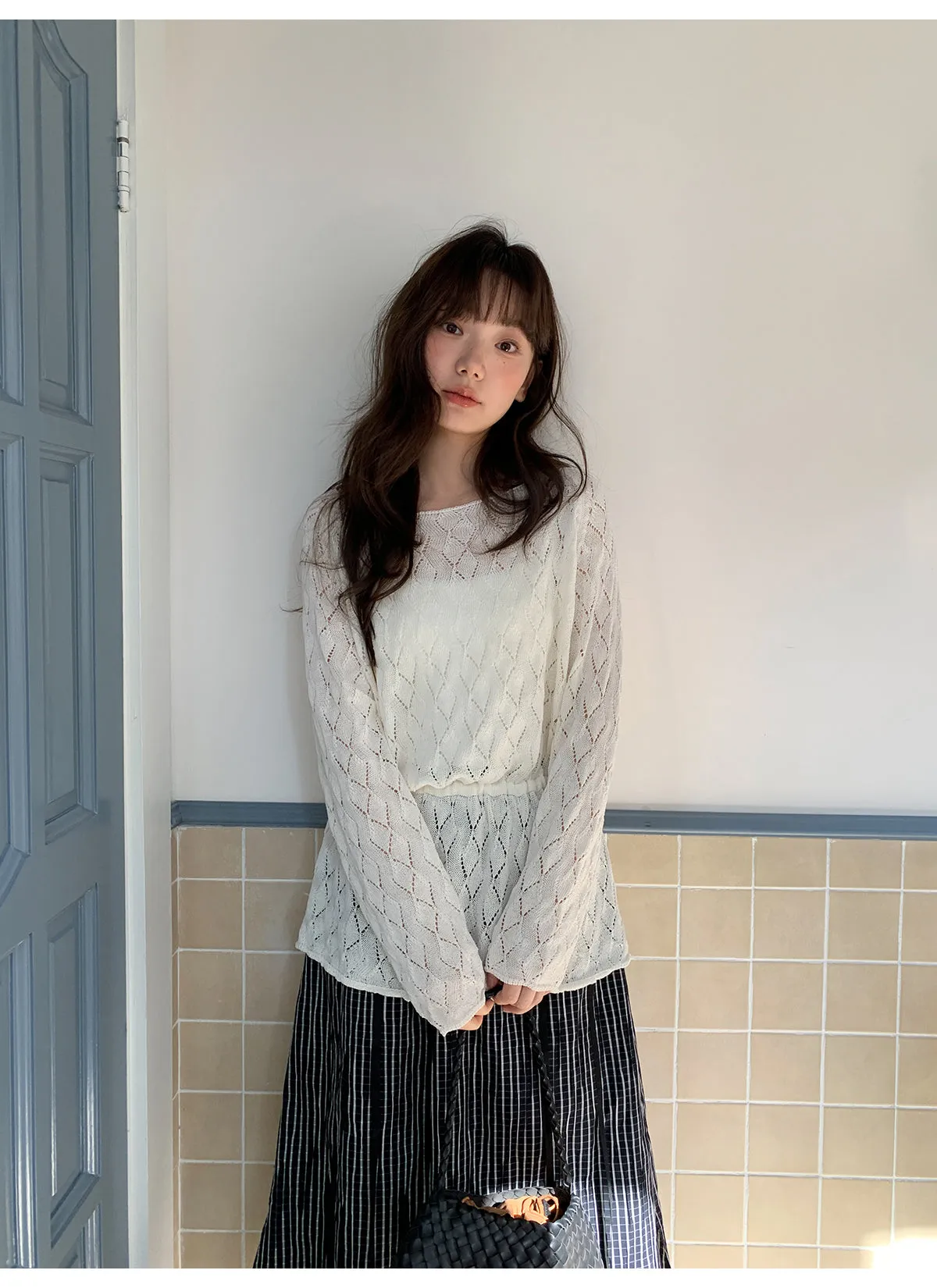 Striped A-line skirt
