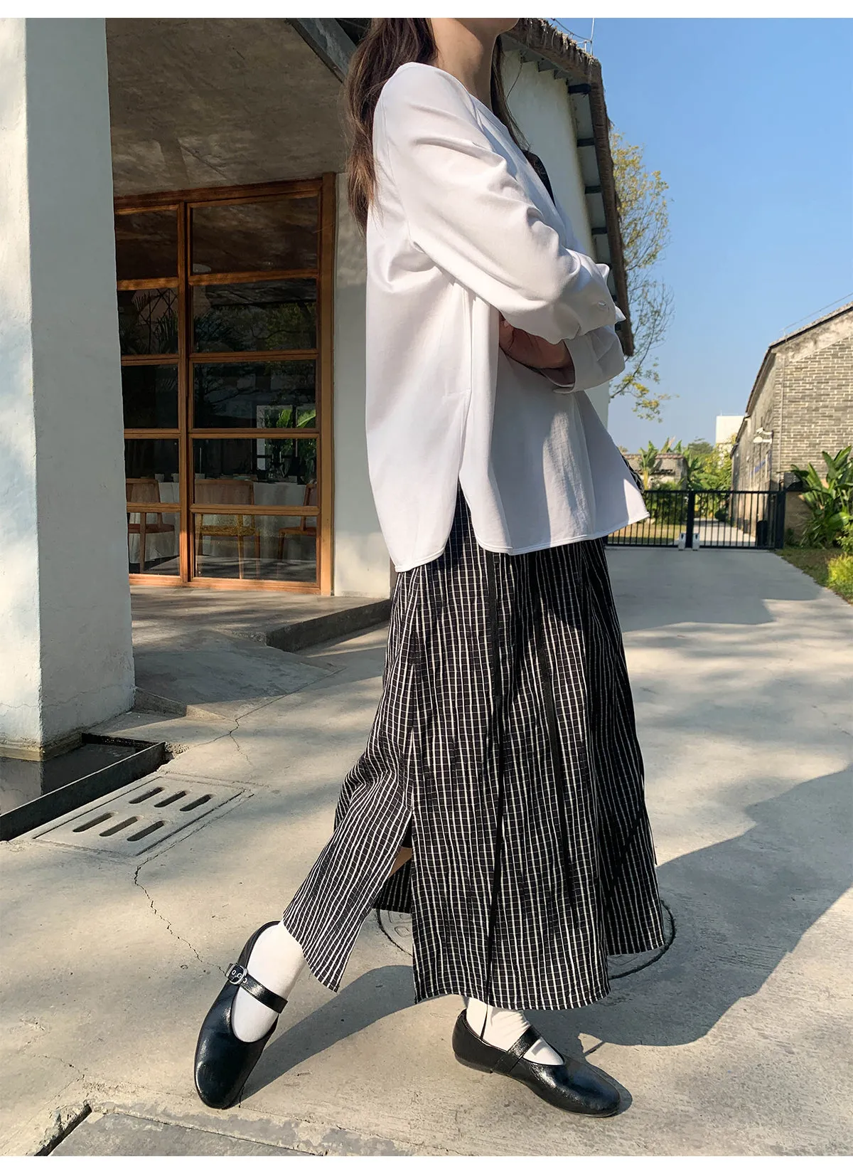 Striped A-line skirt