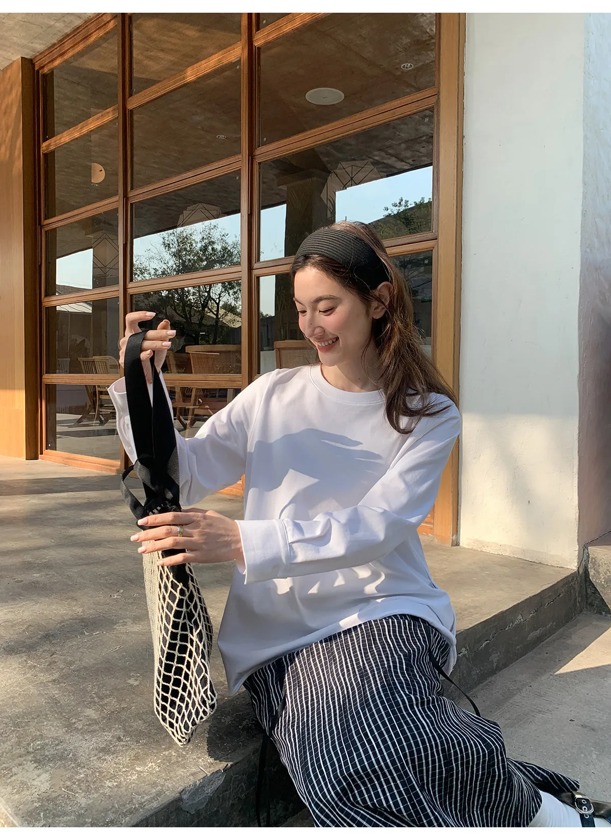 Striped A-line skirt