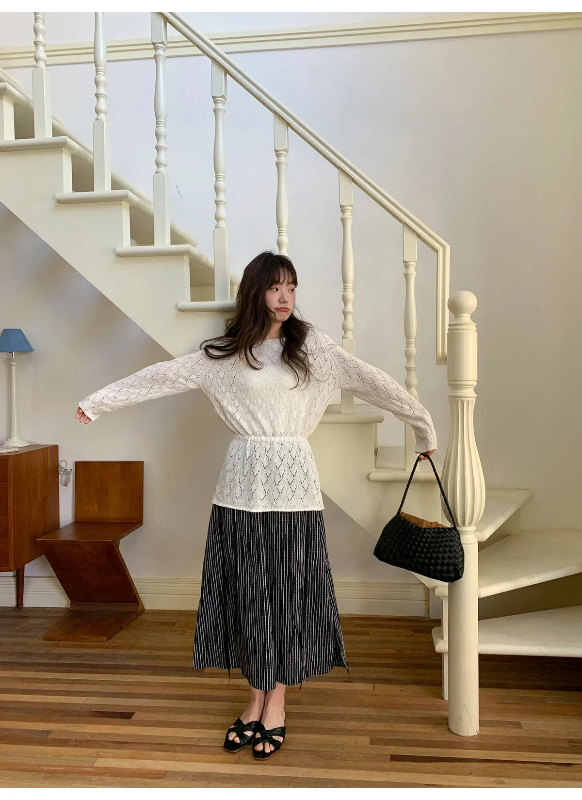 Striped A-line skirt