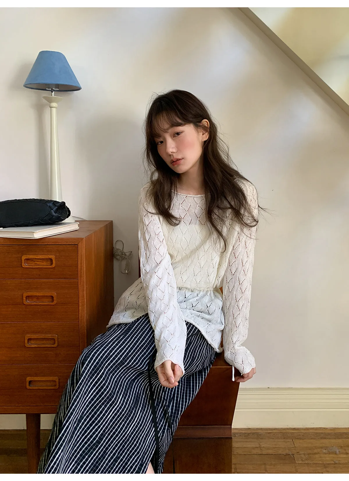 Striped A-line skirt