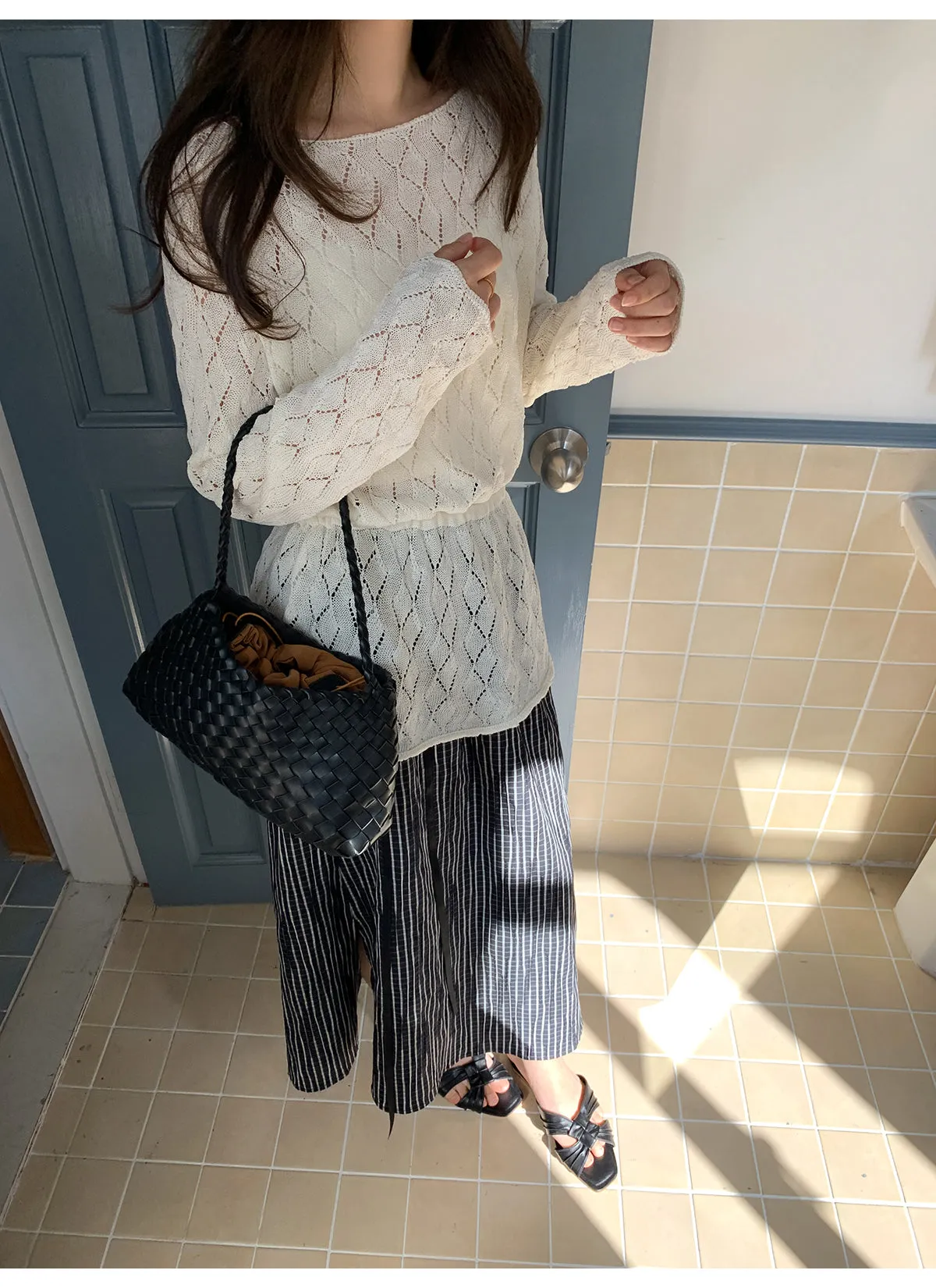 Striped A-line skirt