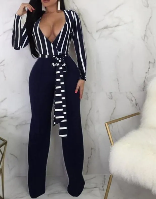 Striped Elegant Women's Jumpsuits